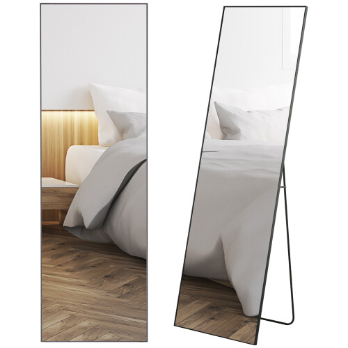 Homcom HOMCOM Full Length Mirror, Standing or Wall-Mounted Dressing Mirror, Black 1