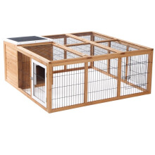 Kleintiergehege 123x120x52cm mit wasserdichtem Dach und abnehmbarem Deckel, Natur