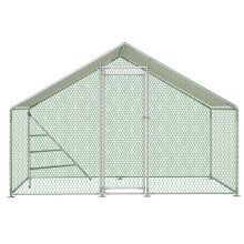 Wetterfester Hühnerstall 3x2m, Metallvoliere mit Dach und Klettergerüst, für Kleintiere