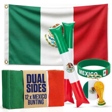2026 World Cup Soccer Supporter Set 3x5ft Mexico Flag Bunting Keyring