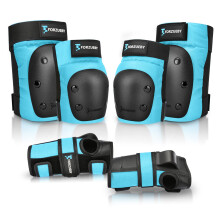 Forzueby Adult/Kids Knee Pads Elbow Pads Wrist Guards 6 in 1 Protective Gear Set