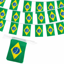10m Brazil Flag Polyester Bunting Banner with 30pcs Flags for 2026 World Cup Party Decorations, 14 x 21 cm Rectangle Brazilian String Flags for footb