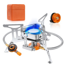 Adiwo Portable Camping Stove Gas, 3500W Windproof Rocket Camping Gas Stove with Piezo Ignition, Backpacking Burner Cooking Stoves, Foldable Camping G
