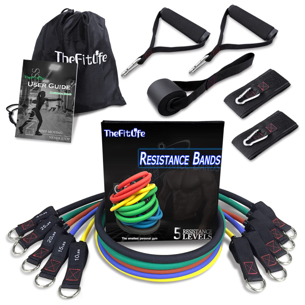 Thefitlife Resistance Bands Set 110Lbs For Women & Beginners – Home Workout Equipment With Handles, Door Anchor & Ankle Straps, Exercise Bands For R