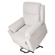 Light Beige Chenille Power Lift Recliner Chair 75x92x102cm, 135° Reclining Elderly Assist Sofa with UK Plug, Ergonomic Fabric Single Armchair