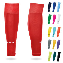 LION SPORTSWEAR Football Sock Sleeves To Accompany Grip Socks - Fits Over Calf/Shin Pads - Variety Of Colours To Match Your Team Kit (Red)
