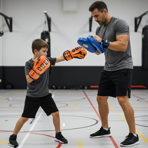 Kids Boxing Gloves, Junior Training Mitts, 6oz, Orange, 3-12 Years 2
