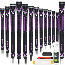 SAPLIZE High-Performance Rubber Golf Grips, High Shock Absorption, Non-Slip, 13 Grips with All Kits, Oversize, Purple, CC10 Golf Club Grips