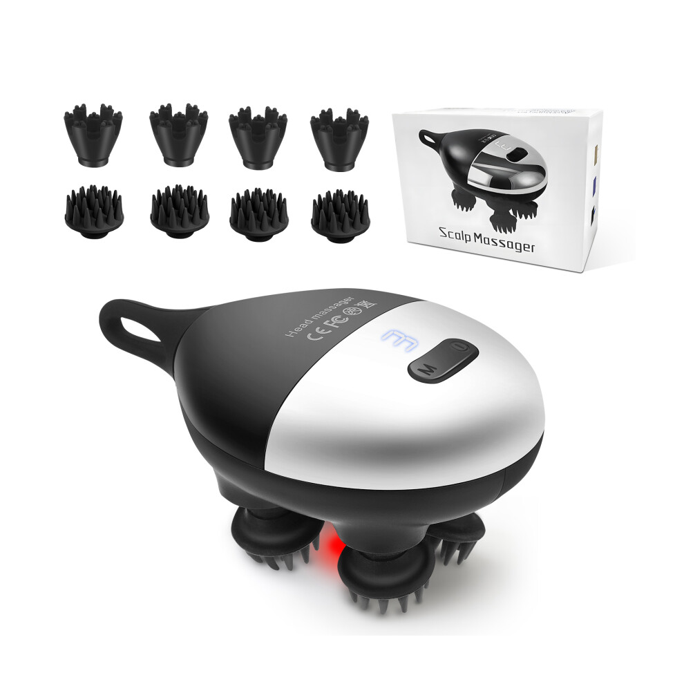 Stoyotu Electric Head Massager, Scalp Massagerwaterproof With 8 Massage Heads And 37Massage Modes, Body Massager For Stress Relief