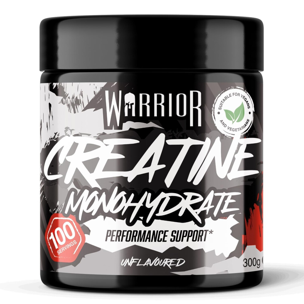 Warrior Creatine Monohydrate Powder 300G (100 Servings) – Pure Creatine Powder, Easy Dissolve Micronised Creatine (Not Creatine Gummies Or Tablets)