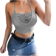 Women's lace strappy crop top bra vest