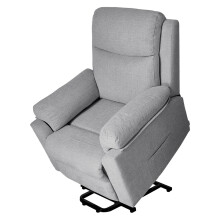Grey Chenille Power Lift Recliner Chair 75x92x102cm, 135° Reclining Elderly Assist Sofa with UK Plug, Ergonomic Fabric Single Armchair