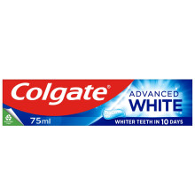 Colgate Advanced White Toothpaste 75ml - Teeth whitening Toothpaste - clinically Proven whitening - whitens in 10 Days - with Active Micro-Cleansing