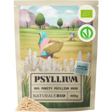 NaturaleBio Organic Psyllium Husk - 99% Purity - 400g. Pure & Natural Psyllium Seed Husks, Produced in India. High in Fibre, to be Mixed with Water,