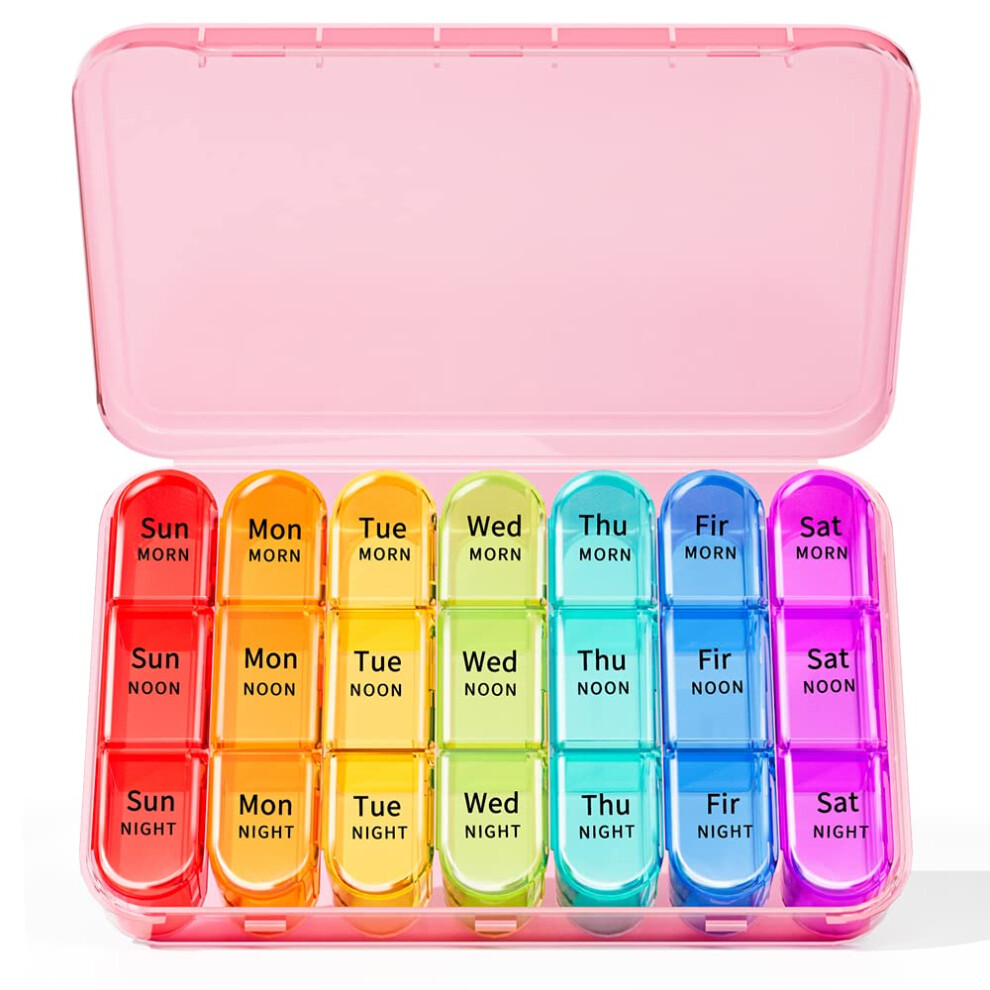 Zoolion Weekly Pill Box 7 Day 3 Times A Day (Morn/Noon/Night), Daily Portable Travel Pill Box Organiser, Tablet Box With Large Compartments, Hold For