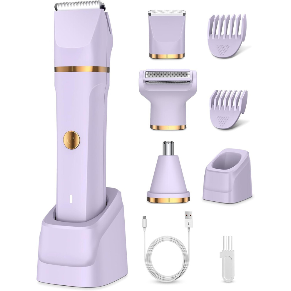 Funhee Lady Shavers For Women 3-In-1,Bikini Trimmer Woman Ipx7 Waterproof,Nose Trimmer Rechargeable,Pubic Hair Trimmer For Women Wet And Dry,Painless Electr