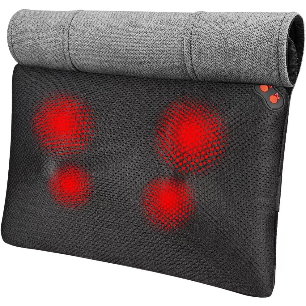 Woqqw Back Massager With Heat, Shiatsu Back And Neck Massager, Deeper Tissue Kneading Massage Pillow For Shoulder, Leg, Foot, Body Relieve Muscle Pain - Re