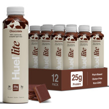 Huel Lite Ready to Drink, 12 x 500ml Bottles, 25g Chocolate Flavour Protein Shake, 190 Calories Meal Replacement Shake, Low Sugar, High Fibre, Vegan