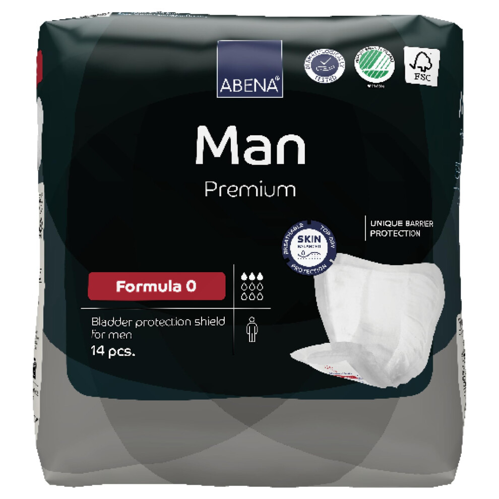Abena Man Formula 0 Incontinence Pads For Men, Eco-Labelled Mens Incontinence Pads, Extra Protection, Breathable & Comfortable With Fast Absorption,