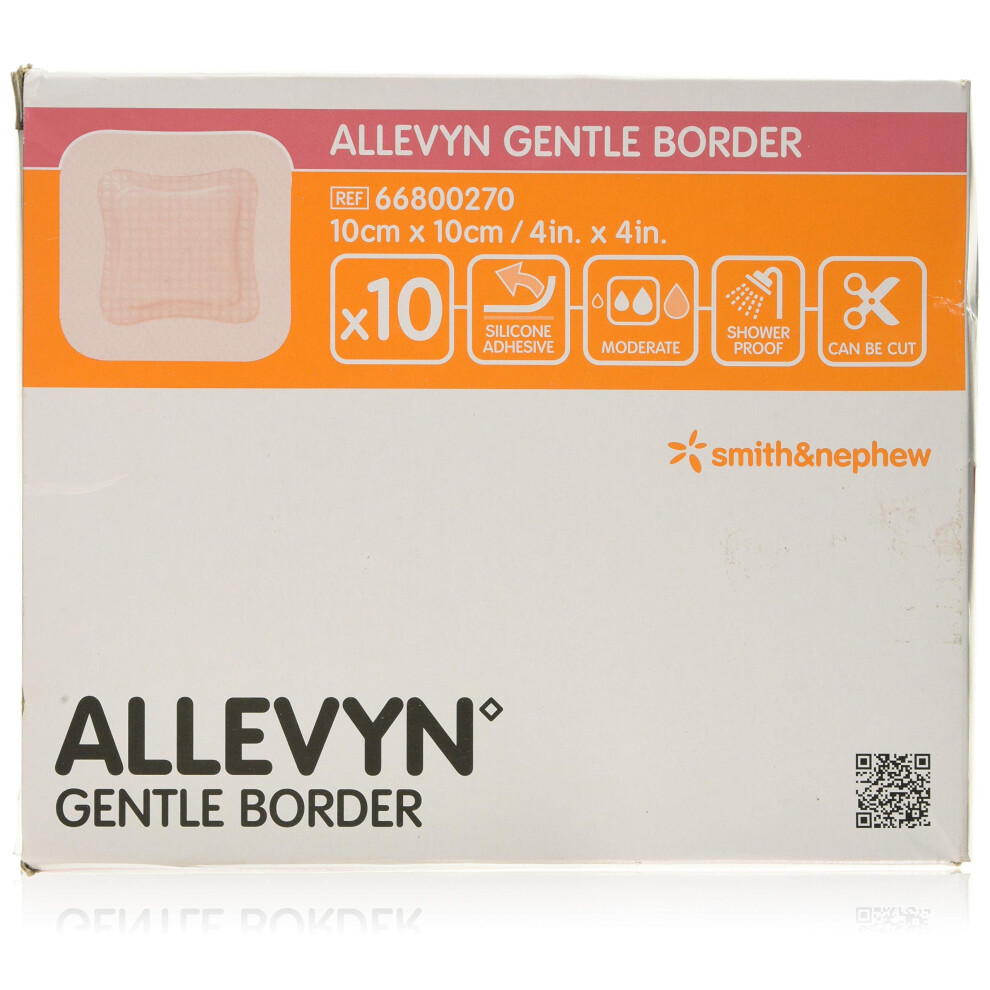 Smith & Nephew Comfortcare: Allevyn Gentle Border 10Cm X 10Cm X10 Adhesive Foam Dressing For Gentle Wound Healing
