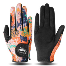 FINGER TEN Women Horse Riding Gloves Anti Slip 1 Pair (Orange, S)
