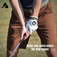 ASTUR Golf Gloves for Men Cabretta Leather Golf Glove Left Hand 2 Pack Premium Soft Grip Charismatic Unique Wrist Design Print Breathable Comfortable