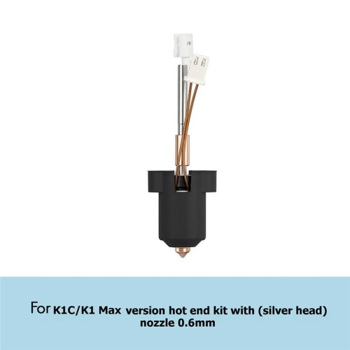 For  K1C/K1MAX Hotend Thermistor Cartridge Sensor Ceramic Heating Block Kit High Flow Silverhead Nozzle 0.6mm 1