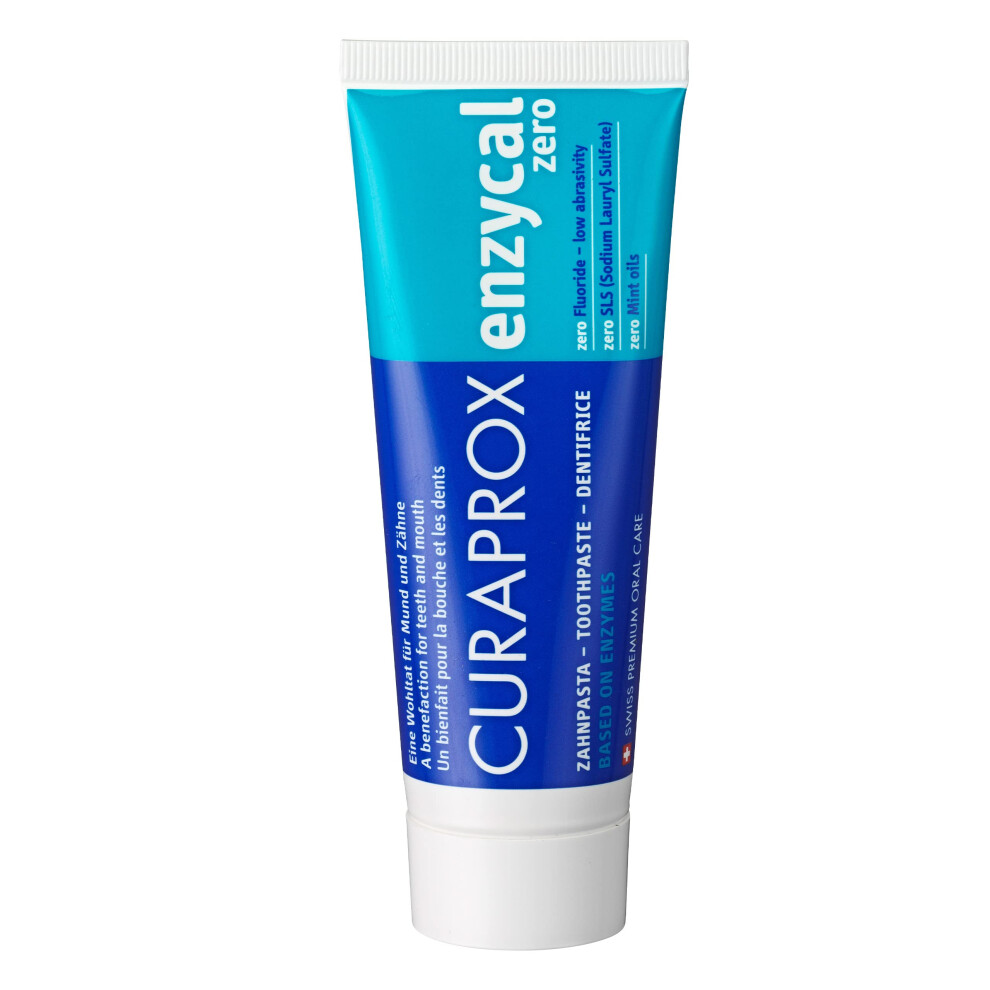 Curaprox Enzycal Zero Toothpaste – Fluoride-Free Toothpaste With Enzymes For Sensitive Teeth | Mild, Mint-Free, Suitable For Homeopathic Treatments
