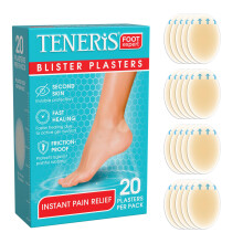 Teneris, 20 Hydrocolloid Blister Plasters – Instant Pain Relief, Waterproof & Invisible, Fast Healing, Friction-Proof – Thin & Flexible Blister Pa