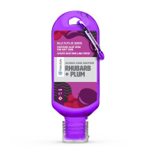 Palm Safe Rhubarb and Plum 60ml Anti Bacterial Premium Hand Sanitiser Travel Size Refillable Clip Bottle Quick Drying Non Sticky Extra Moisturising K