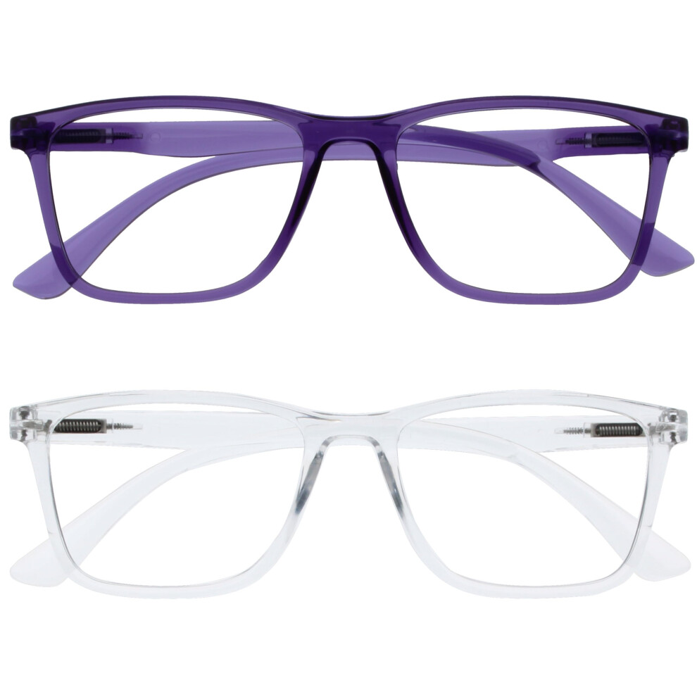 Opulize Nyx Blue Light Blocking Reading Glasses - Anti-Glare Computer And Gaming Eyewear - 2 Pack - Uv And Eyestrain Protection - Rectangular Frame