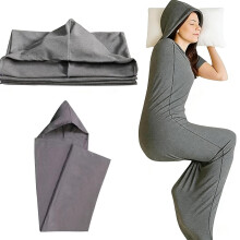 InfiniZer Compression Sleep Sack, Lightweight Wearable Hooded Compression Pod & Sleep Pod, Breathable Stretch Fabric (Grey, Adult-M)