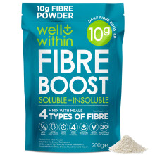 10g Fibre Supplement Powder, 1/3 NHS Daily Intake, 4in1 Insoluble & Soluble Fibre Powder, 4 Types of Fiber (200g Bag, 2 Servings = 10g Fiber) Well Wi