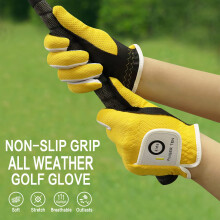 AMRTA Kids Golf Gloves Left Right Hand for Junior Quick Dry (Yellow, S)
