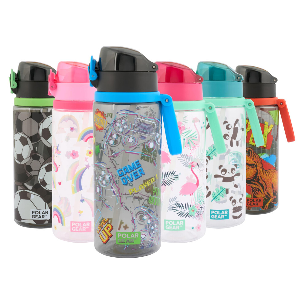 Polar Gear Aqua Flip 650Ml Kids Water Bottles With Straw & Soft Spout - Bpa-Free Kids Water Bottle With Straw & Push Button Lock Cap - Leakproof Drin