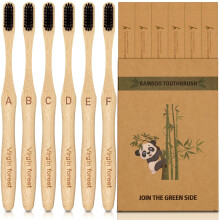Virgin Forest Bamboo Toothbrushes, Wooden Toothbrush, Ecological and 100% Biodegradable Tooth Brush
