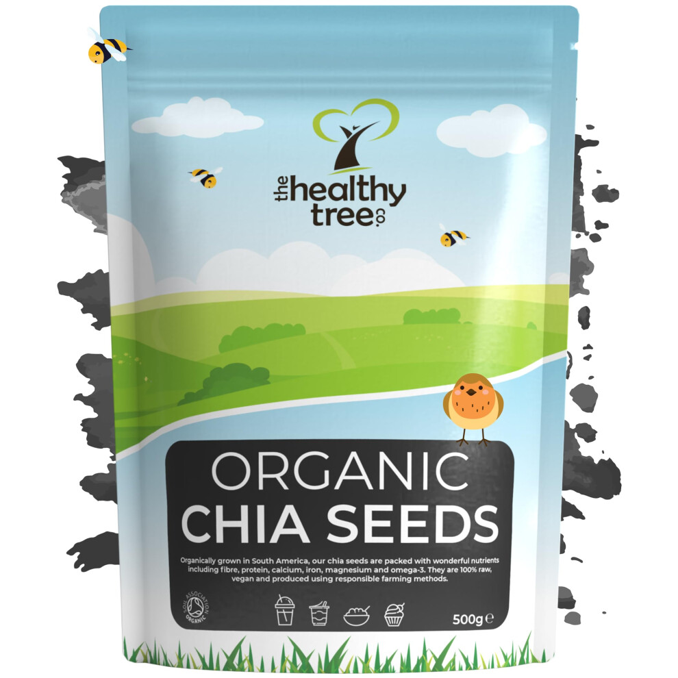 Thehealthytree Company Organic Chia Seeds By High In Fibre, Protein & Omega-3 - Raw, Vegan Chia Seeds 500G