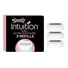Wilkinson Sword Intuition 2-in-1 Ultra Moisture Women’s Razor Blades, Hair Removal, Touch of Shea Butter, Shavers for Routine Grooming, 3 Refill Pac