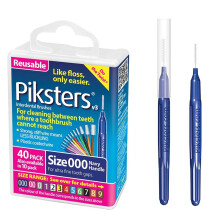 Piksters Interdental Brushes, 40 pk, Size 000, Interdental Tooth Brush for Extremely Tight and Fine Teeth Gaps, Gum Soft Bristles for Plaque Removal,