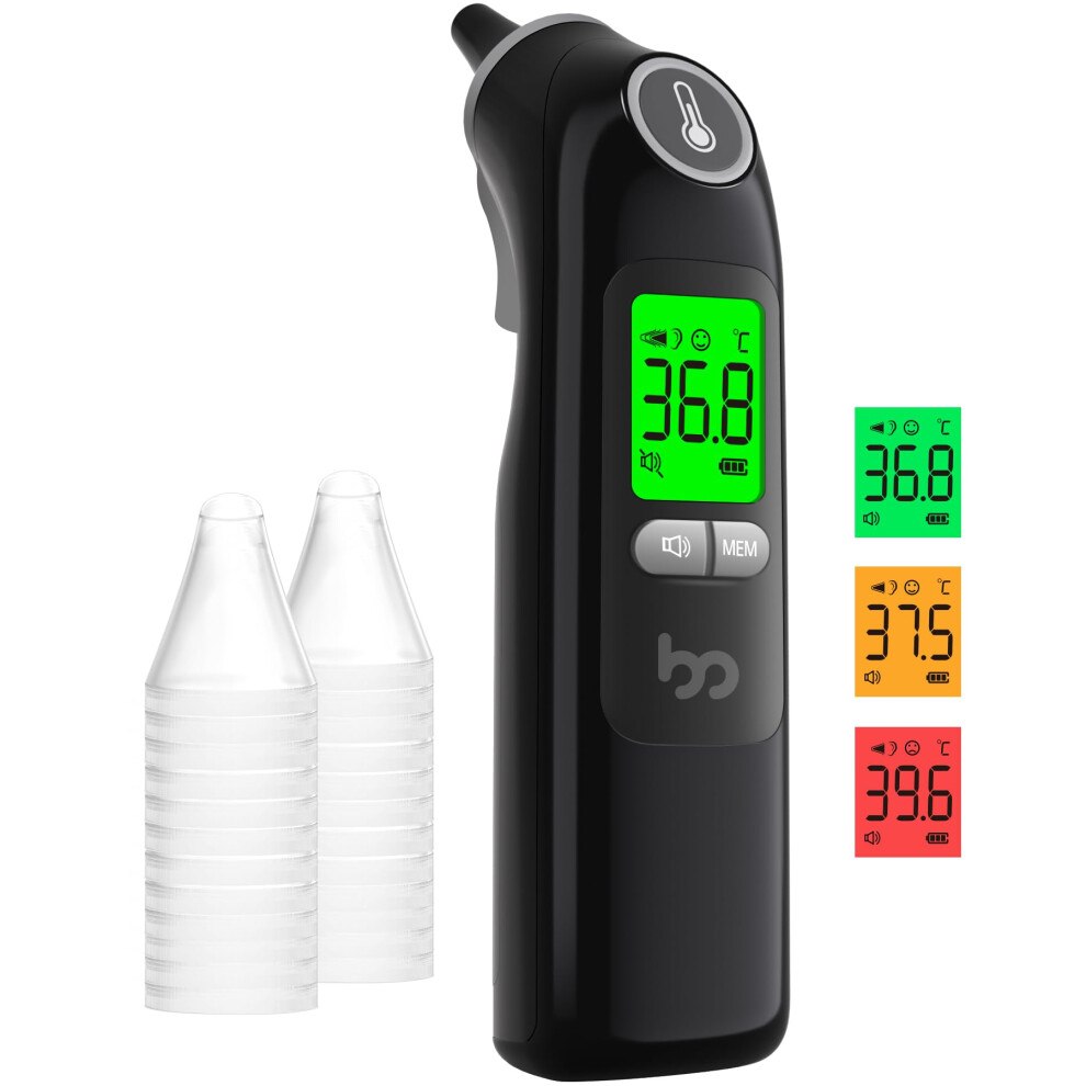 Femometer Family Ear Thermometer, Professional Accuracy Ear Thermometer For Adults And Baby, 3-Color Fever Alert Code
