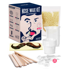 ANRUZ Nose Waxing Kit - Painless & Safe Nose Hair Removal with 100g Wax Beads, 10 Spatula, 20 Applicators & 10 Paper Cups