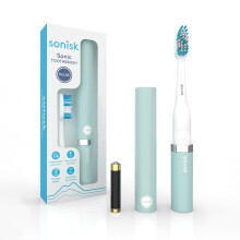 Sonisk Pulse | Battery Powered Electric Toothbrush | Portable Travel Size with Antimicrobial Sonic Technology | 1x Battery, 2X Brush Heads, 1x Travel