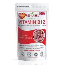 Red Label Health Vitamin B12 Tablets High Strength 1000mcg for Men & Women, Pack of 120 Tablets (4 Months Supply), Methylcobalamin B12 Vitamin for Ti