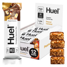 Huel Complete Nutrition Bar, 12 x 55g Bars, Peanut Caramel, High Protein Bar, Plant-Based Protein Bars, Low Sugar, High Fibre, High-Protein Snack wit