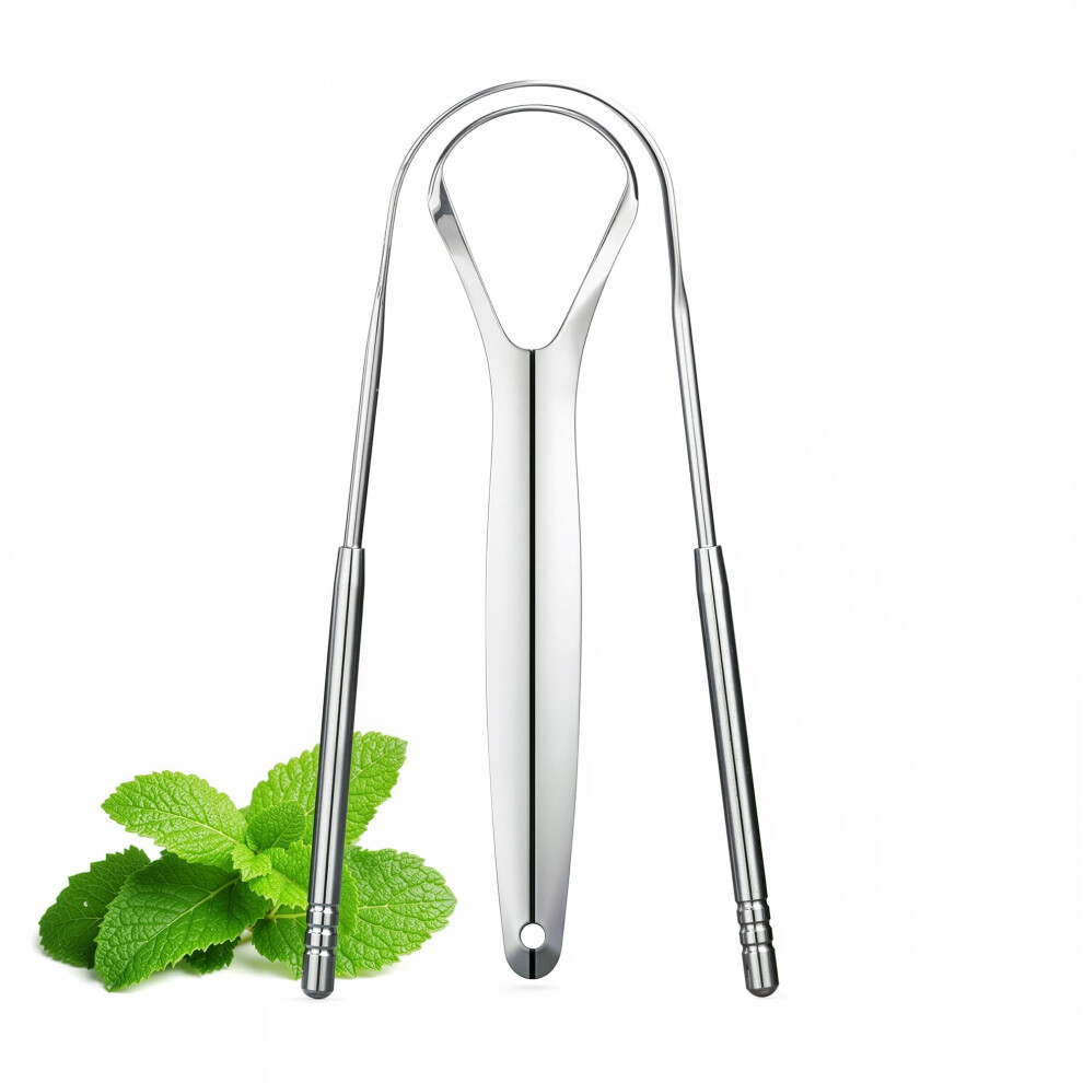 Beverly Healthcare Tongue Scraper - 1 U & 1 Y-Shaped Tongue Cleaner, Improve Taste And Oral Health, Fresh Breath, Metal Tongue Scrapers For Adults &