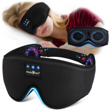 MUSICOZY Sleep Mask Headphones for Side Sleepers, Comfortable 3D Bluetooth Sleep Mask with 100% Blackout, No Eye Pressure, Soft Breathable Eye Mask S