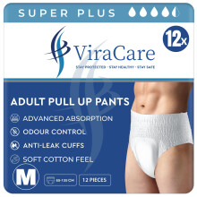 12 x Super Plus Incontinence Pants Women & Men | Adults Nappies | Advanced Absorption and Soft-Stretch Waistband | Adults Pull Up Pants | Waist Size