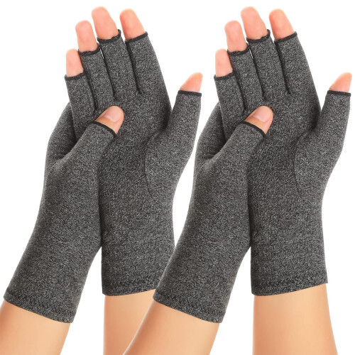 SUPERFA 2 Pairs Compression Gloves for Women and Men, Bamboo