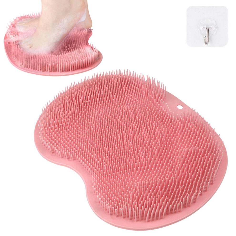 Acwoo Shower Foot Scrubber Mat, Non-Slip Suction Cups, Exfoliation, Spa, Reduces Foot Pain (Pink)