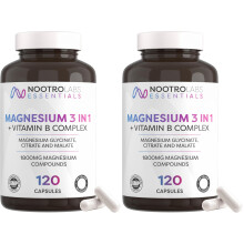 Nootro Essentials Magnesium 3-in-1 Capsules, High Strength Magnesium Supplements with Glycinate, Malate and Citrate for Sleep, Muscle & Digestive Sup